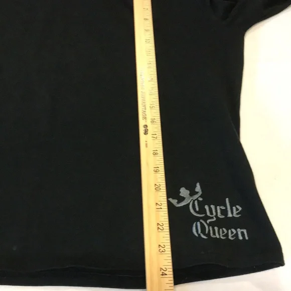 Harley Davidson women’s black studded turtleneck long sleeve size L cycle queen - Picture 11 of 12